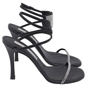 Stella Mccartney Stella 100 Crystal-Embellished Sandal Heels in Black